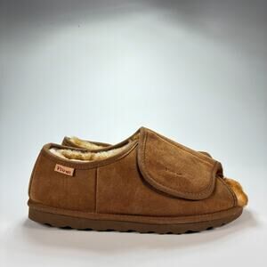 Pamir Shearling Lined Brown Tan Suede Loop Strap Comfort Sandals Men's Size 11